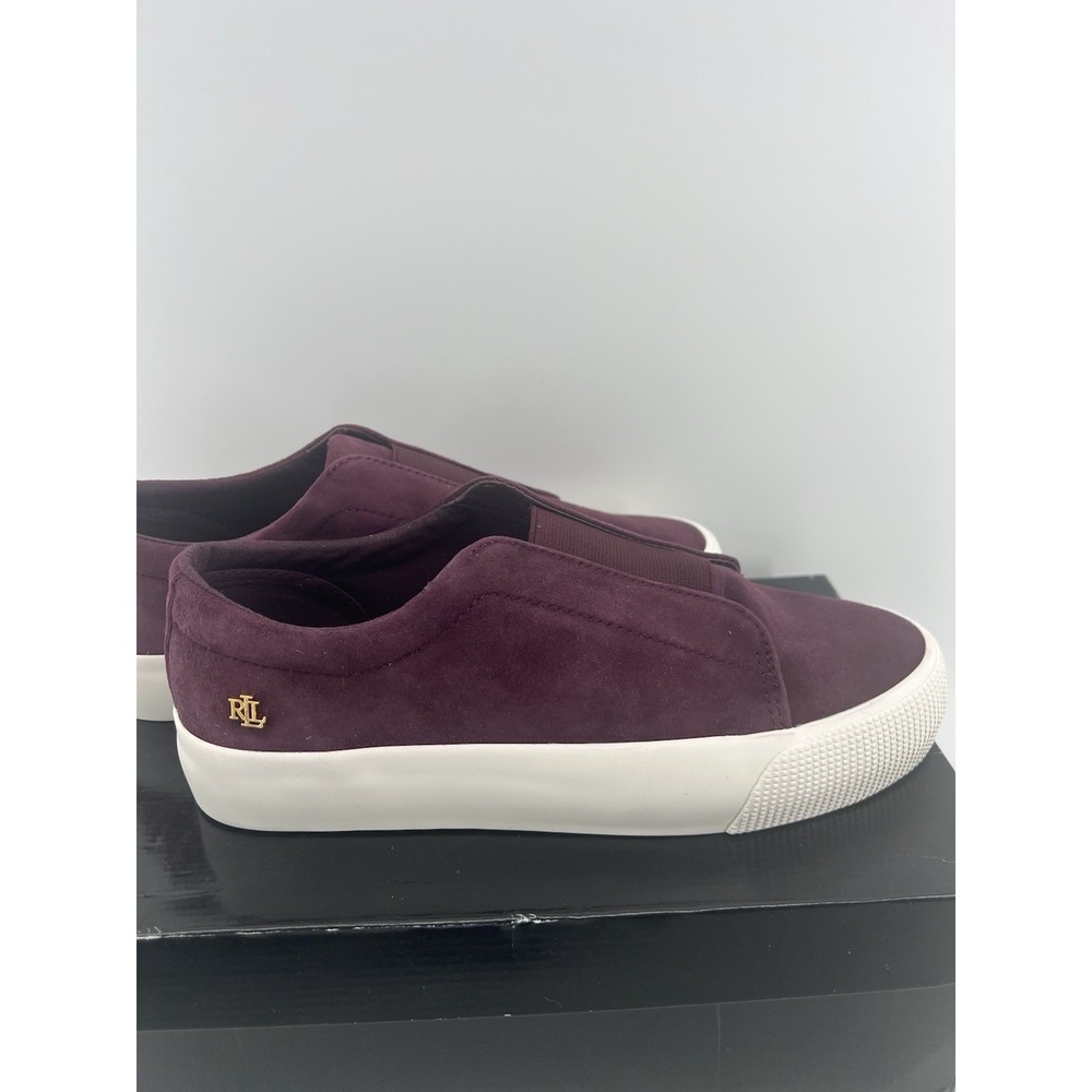 NWB Ralph Lauren Women's Shoes 6.5 ISLA-SK-ATH Bordeaux Kidsuede Purple - Picture 5 of 8